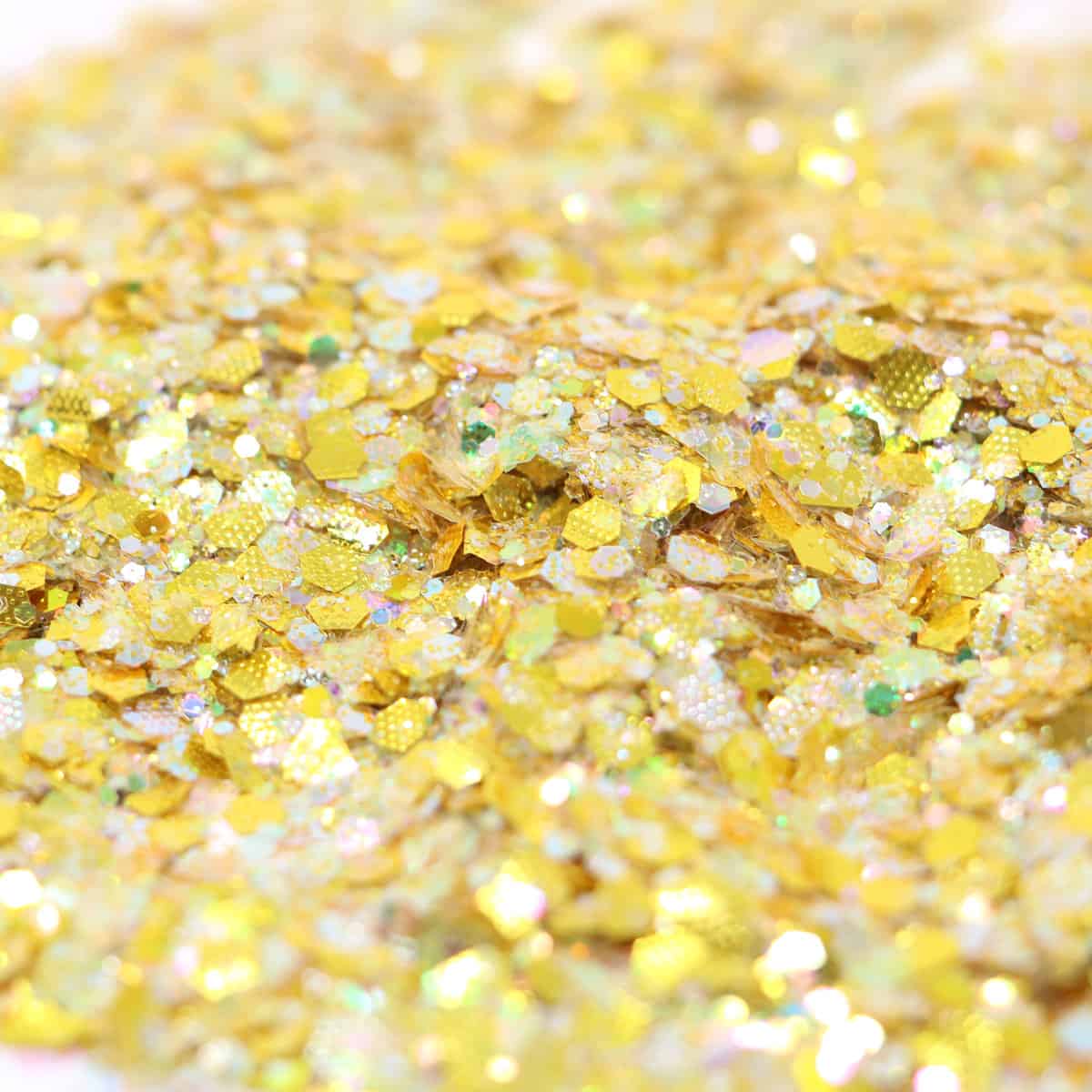 Silver and yellow hexagon glitter