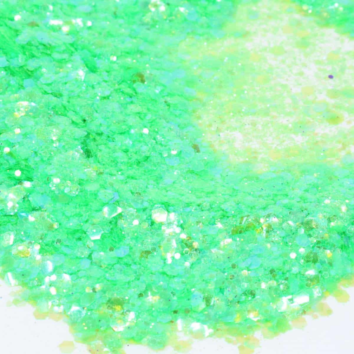 Flaky yellow and green glitter