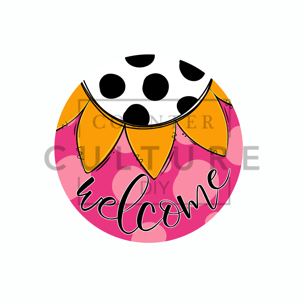 Welcome Doodle Flower - DTF Round