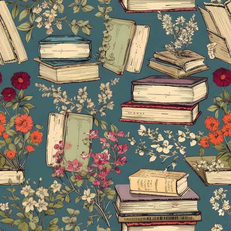 Flowers and Books printed Vinyl Sheet