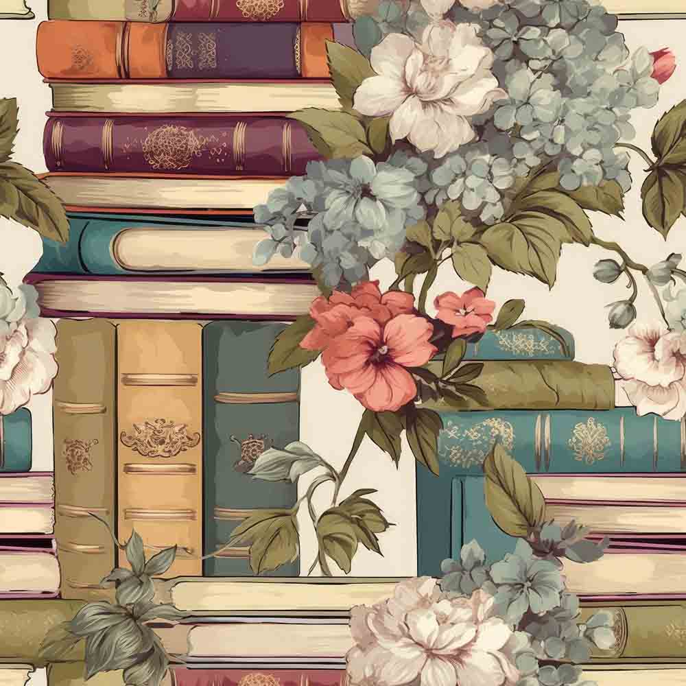 Flowers and Books printed Vinyl Sheet