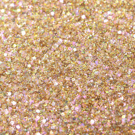 Flaky gold and pink glitter