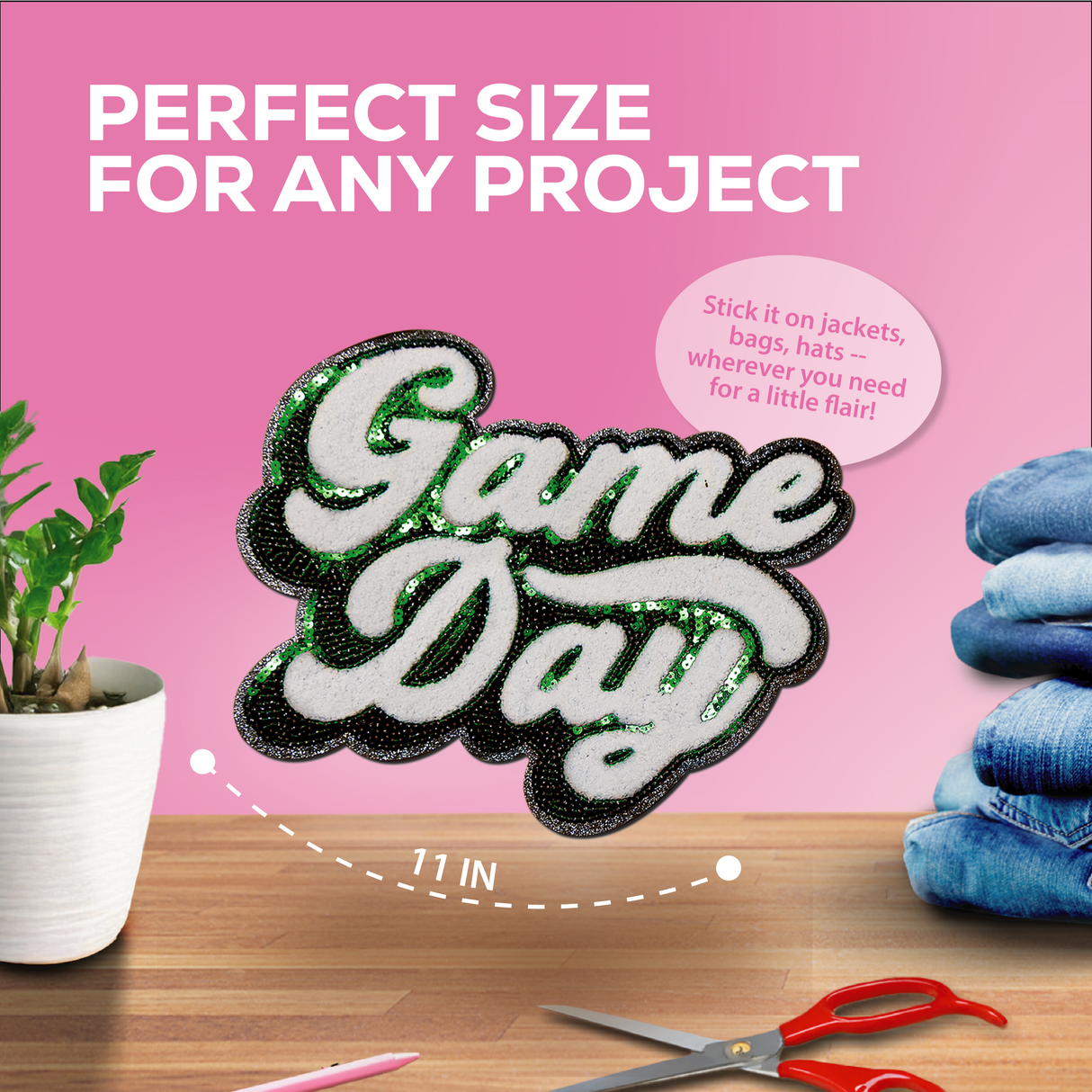 Green "Game Day" Chenille Patch