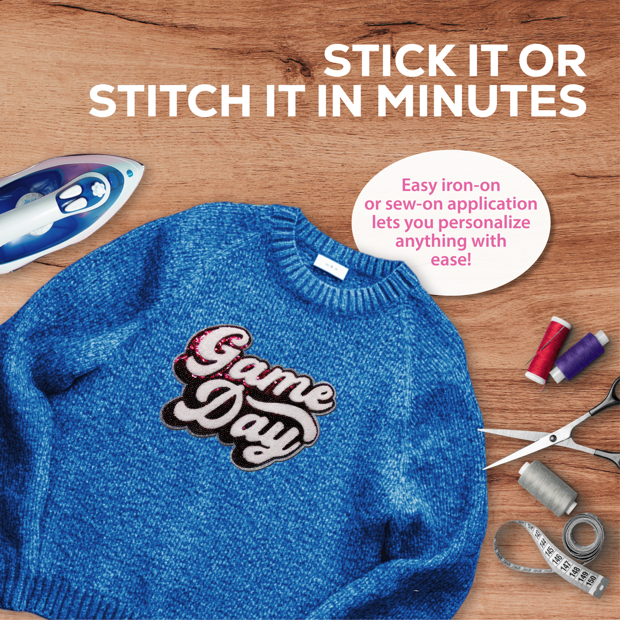Pink "Game Day" Chenille Patch