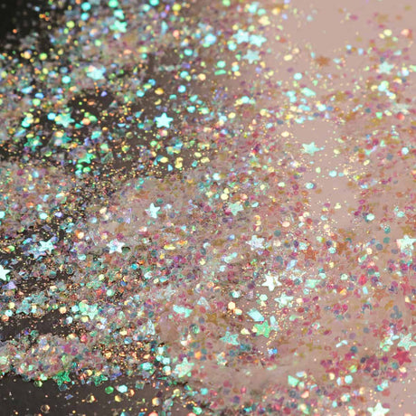 White and pink star glitter flakes