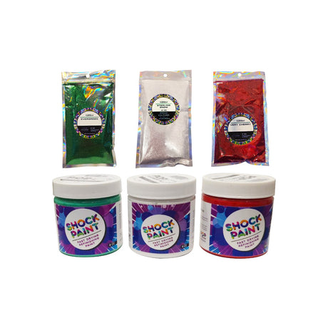 🎄 Christmas Basics Bundle – Pop of Color Paints & Matching Glitters | Holiday Red, White & Green Set
