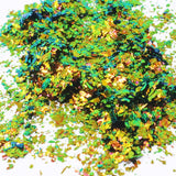 Blue and green chroma glitter flakes