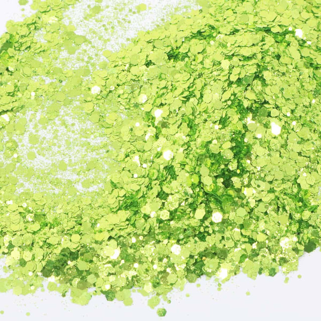 Flaky lime green glitter