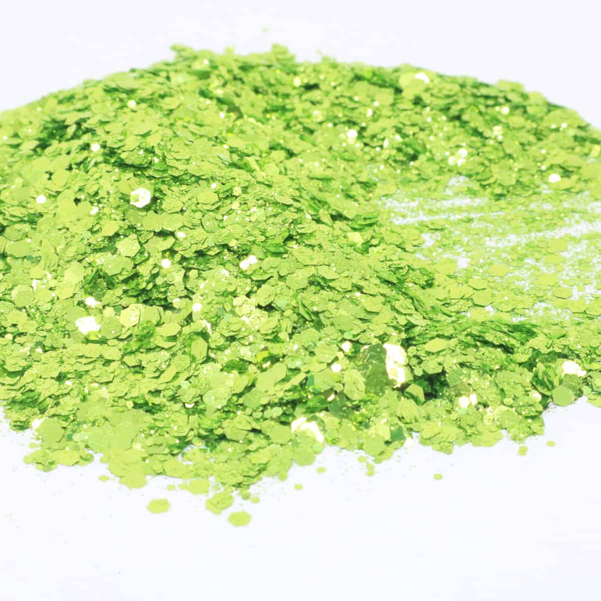 Flaky lime green glitter