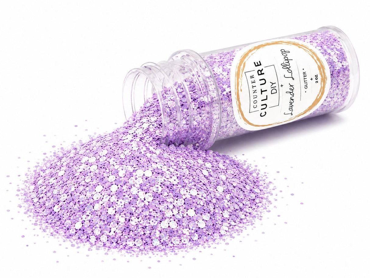 Lavender Lollipop Medium Glitter: 2 oz Jar