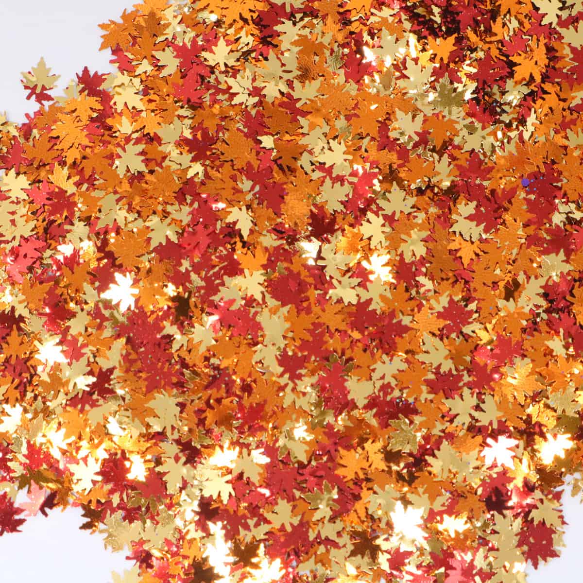 Red and orange maple leaf glitter