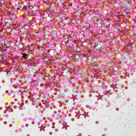 Pink star glitter flakes