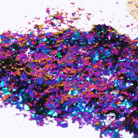 Blue and purple chroma glitter flakes