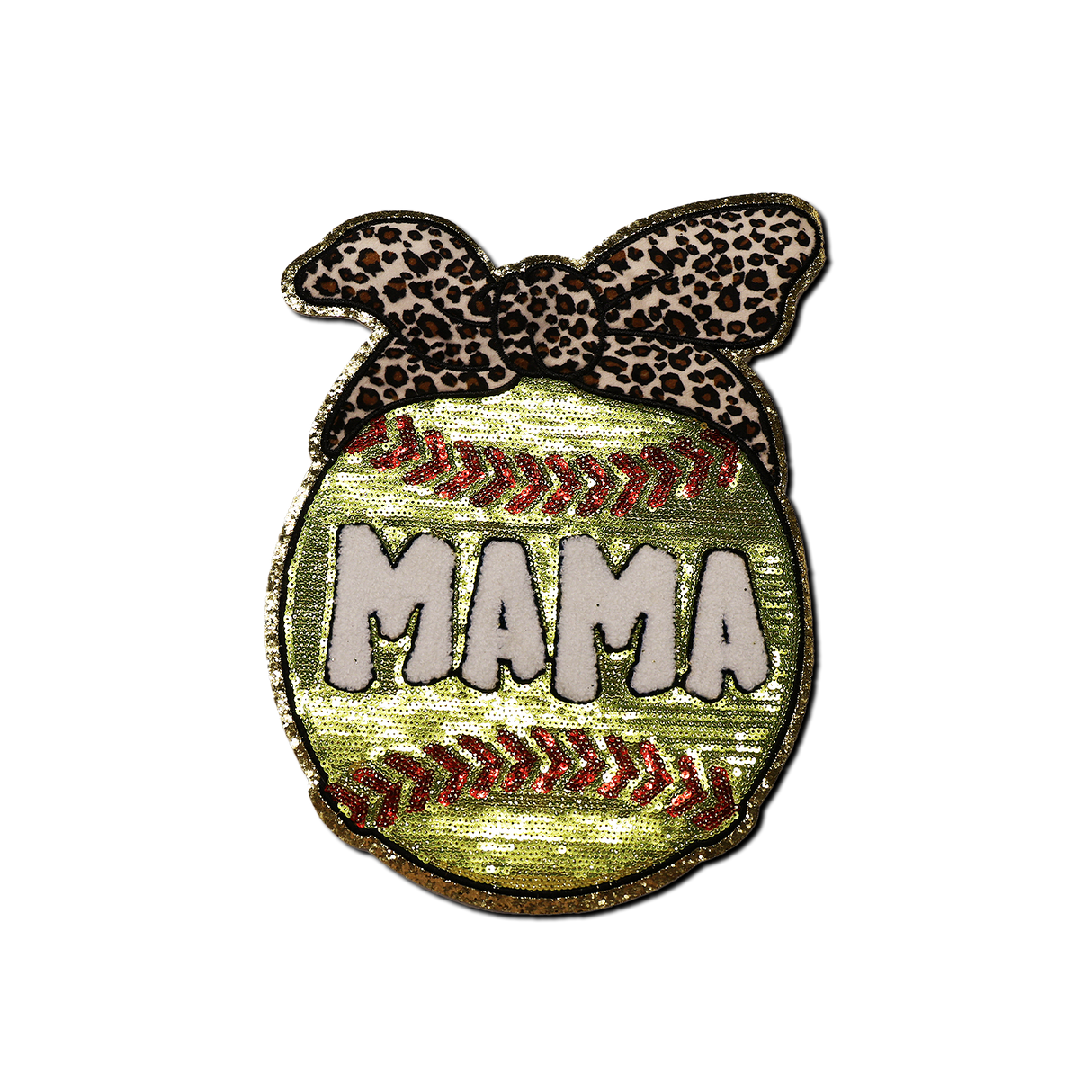 Softball "MAMA" with Cheetah Headband Patch