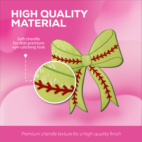 Softball Bow Chenille Patch