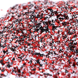 Flaky red and black glitter