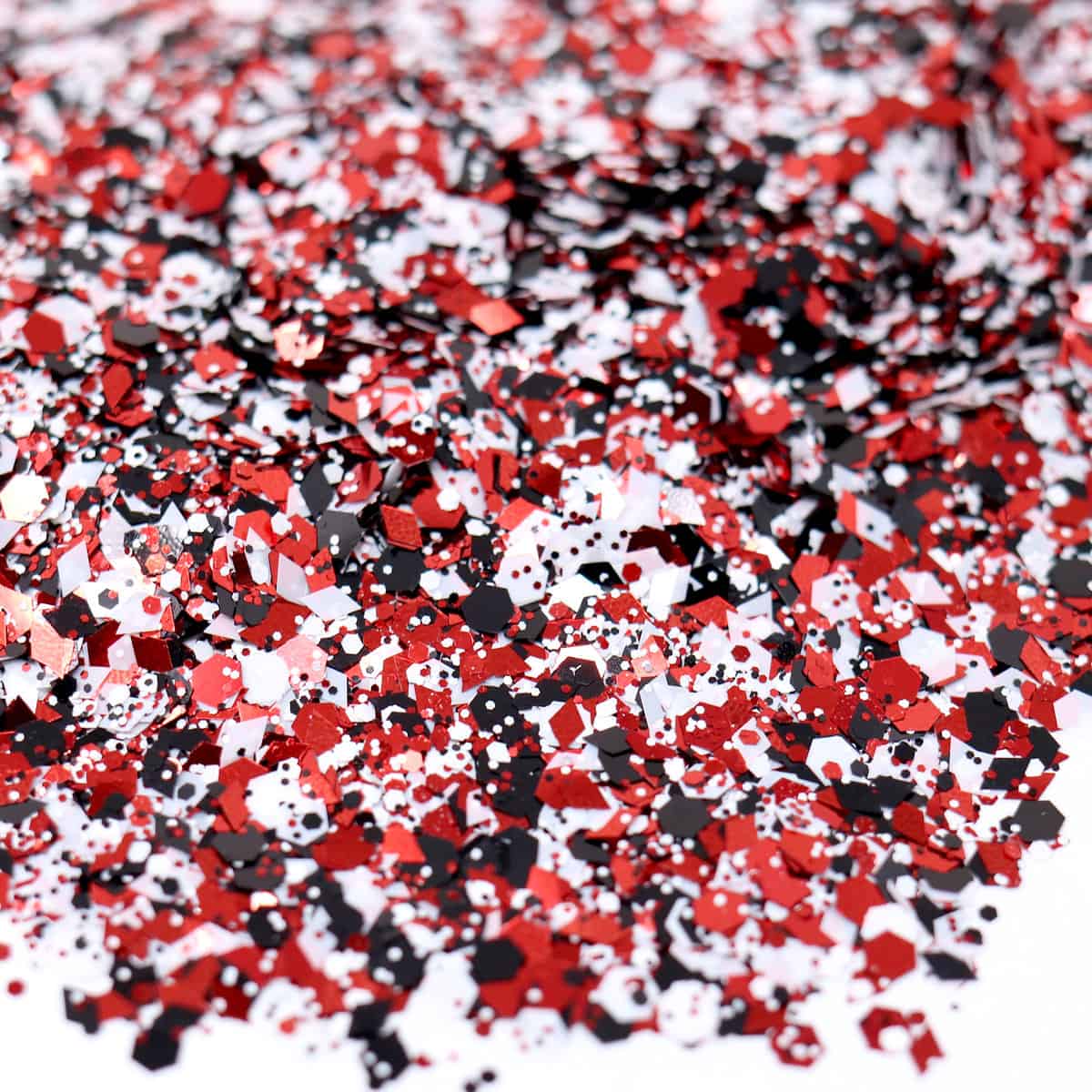 Flaky black and red glitter