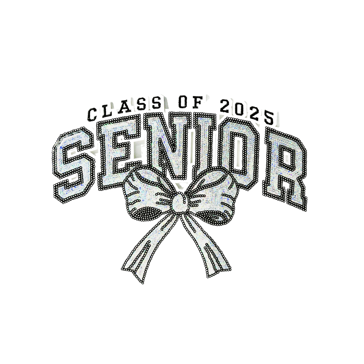 Class of 2025 Senior Patch – Silver Sequin & Bow