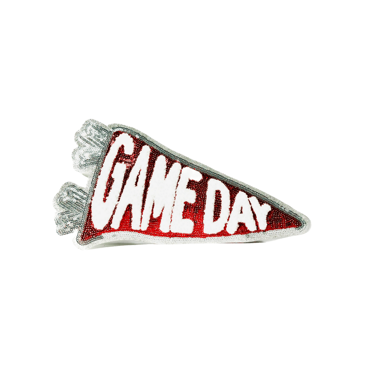 Game Day Chenille Patch – Red & Silver Sequin Spirit!