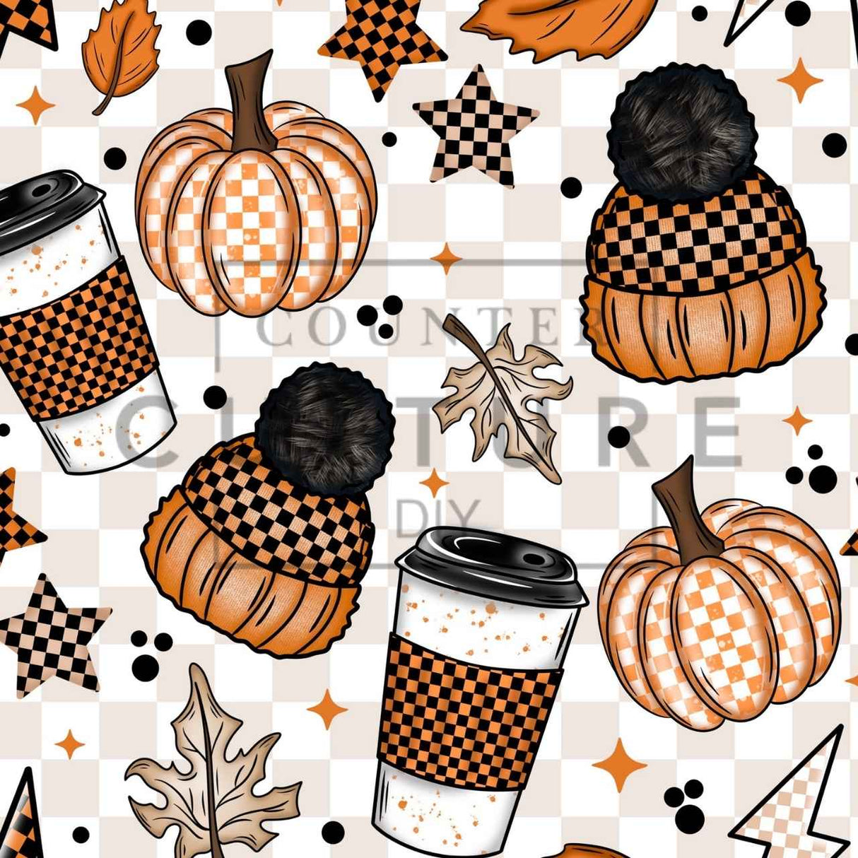 Checkered Pumpkin Spice - Printed Vinyl