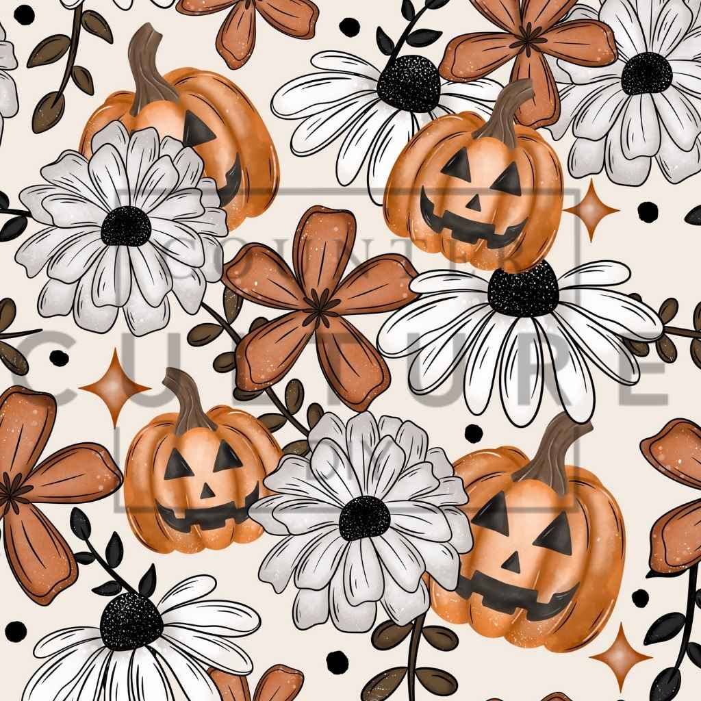 Jack O' Lantern Flowers - Printed Vinyl