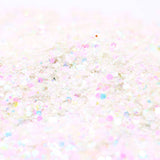 flaky white glitter with pastel accents