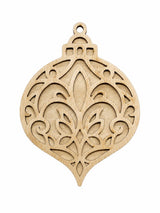 Vintage damask paintable Christmas ornament blank, 3 inches wide
