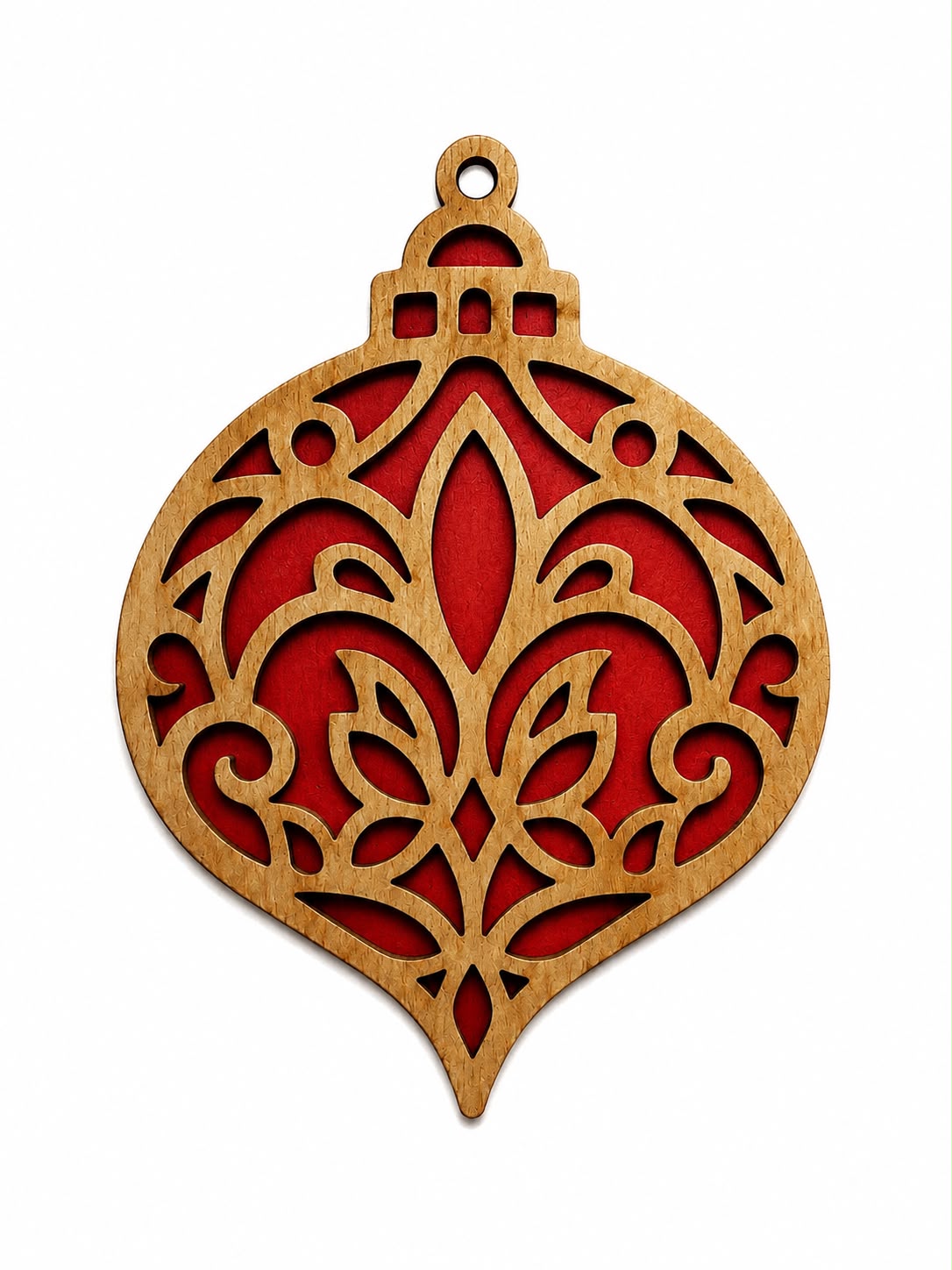 Vintage damask paintable Christmas ornament blank, 3 inches wide, alternate view 3