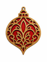 Vintage damask paintable Christmas ornament blank, 3 inches wide, alternate view 3