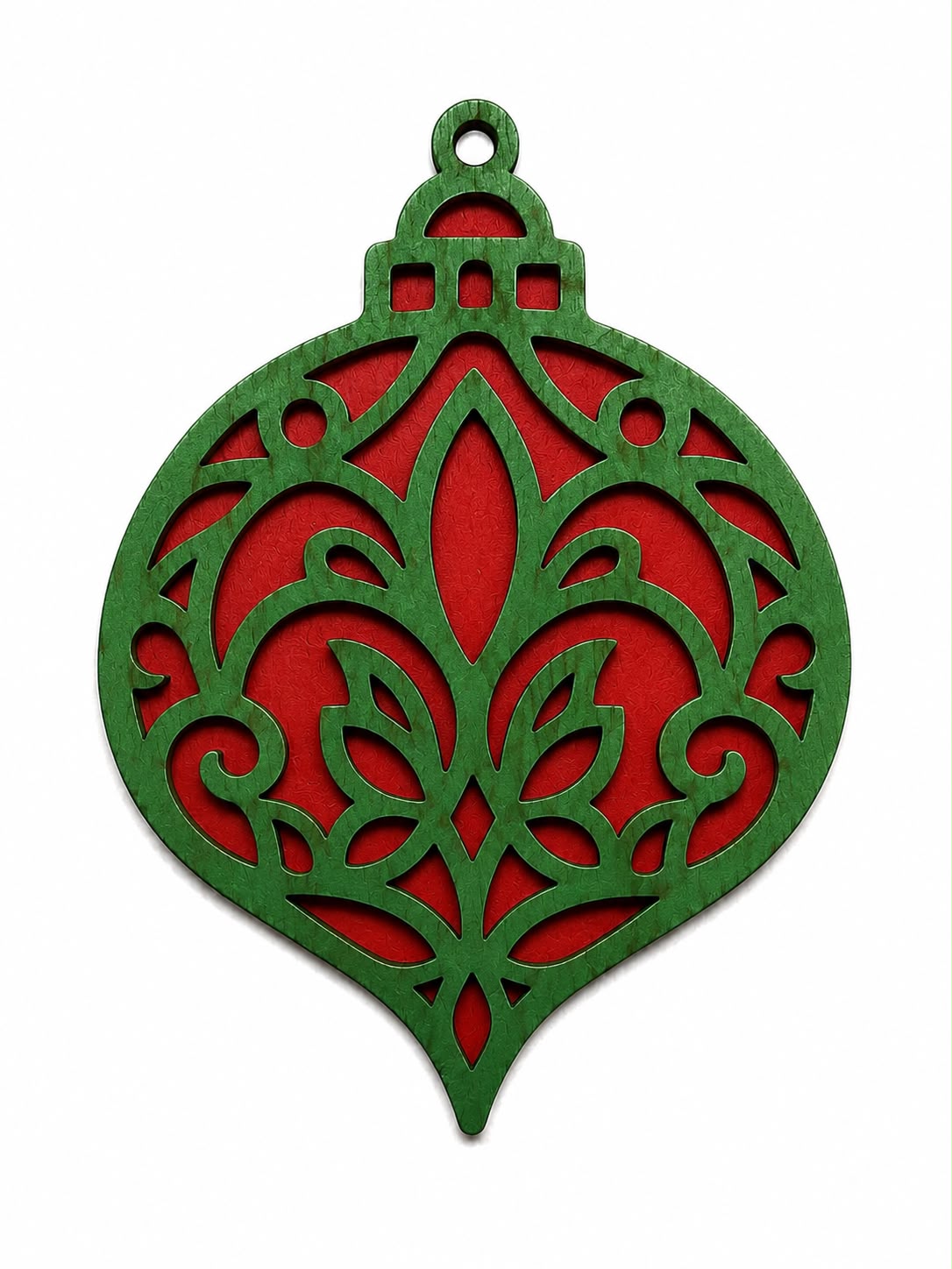 Vintage damask paintable Christmas ornament blank, 3 inches wide, alternate view 2