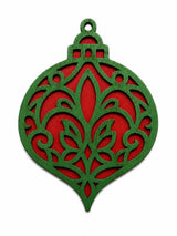 Vintage damask paintable Christmas ornament blank, 3 inches wide, alternate view 2