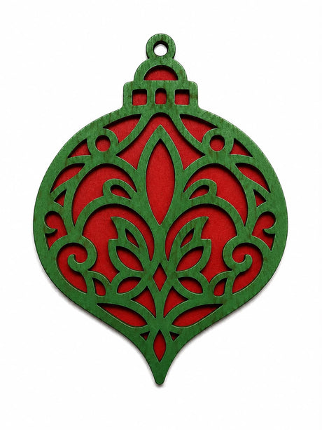 Vintage damask paintable Christmas ornament blank, 3 inches wide, alternate view 2