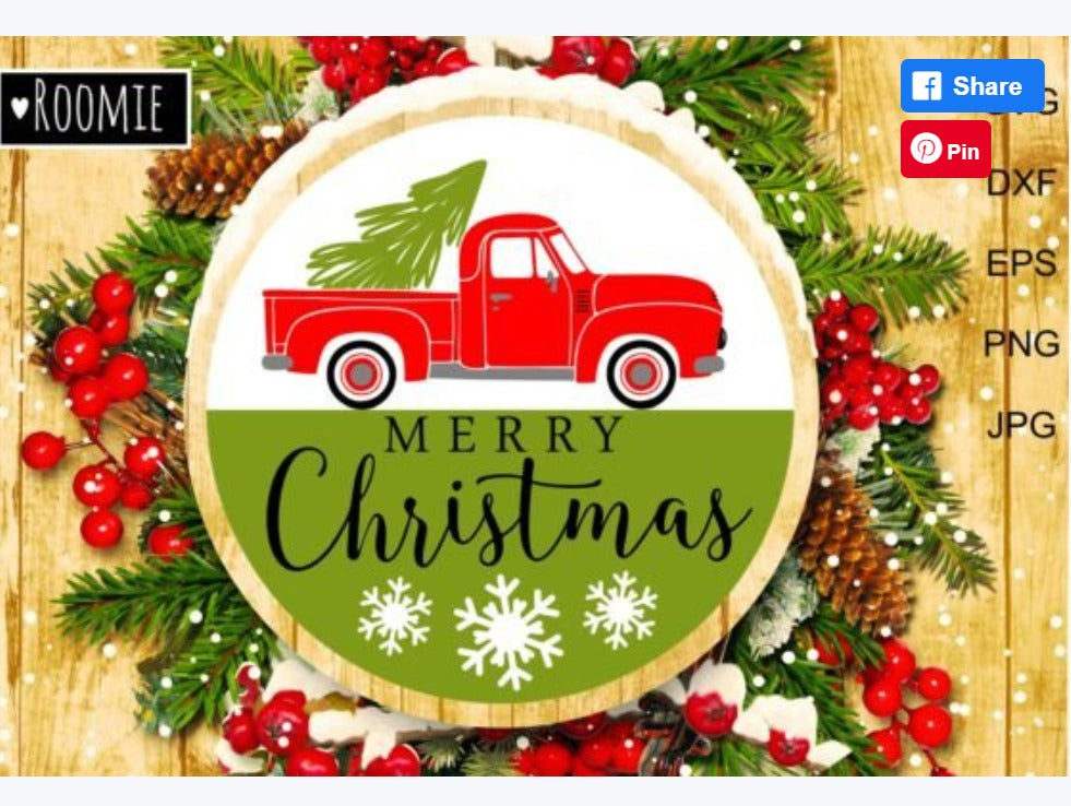 14" Laser Cut Wooden Door Hanger Kit- Christmas Truck