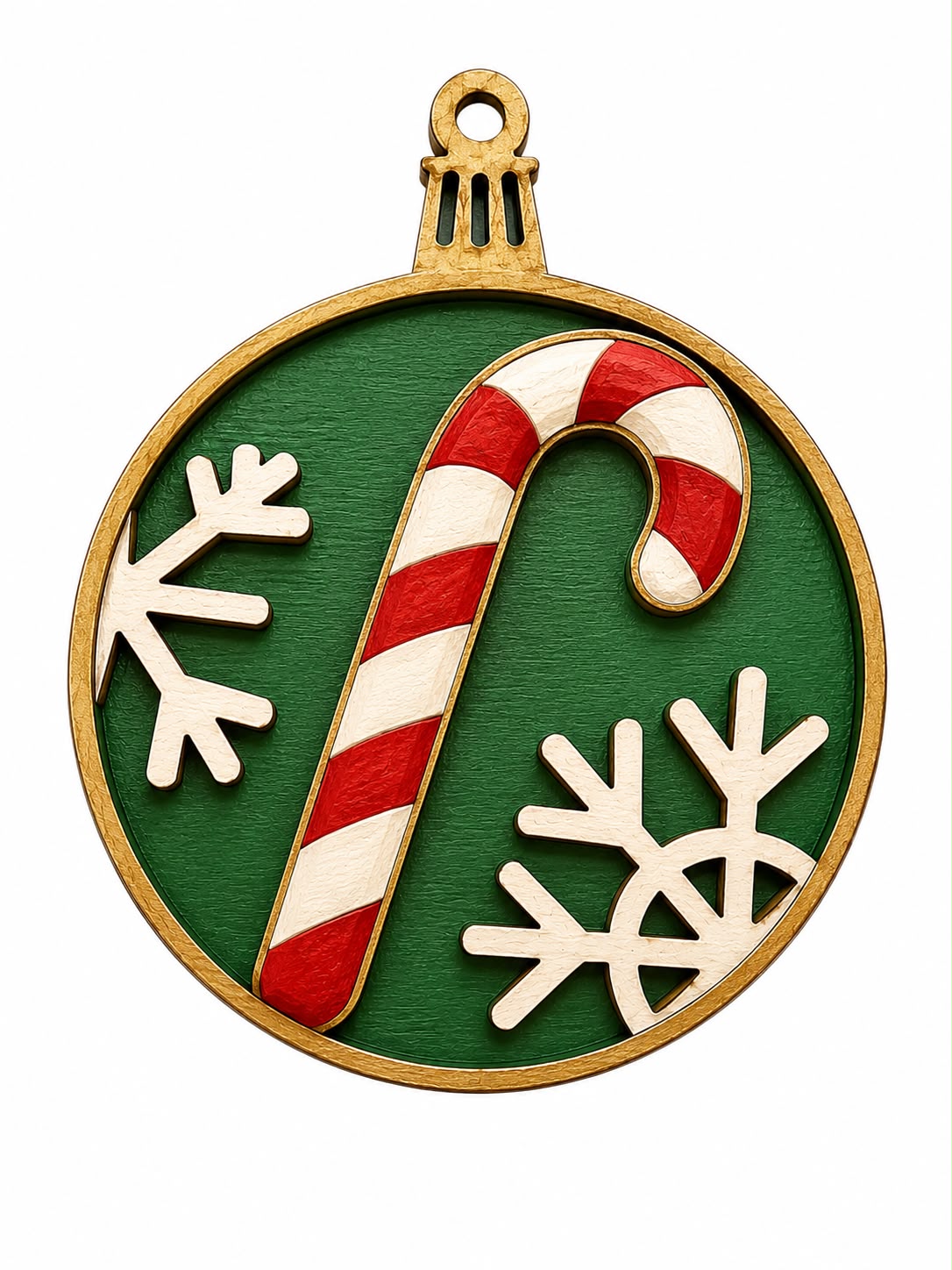Candy cane paintable Christmas ornament blank, 3 inches wide, alternate view 2