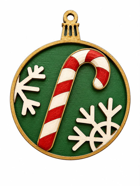 Candy cane paintable Christmas ornament blank, 3 inches wide, alternate view 2