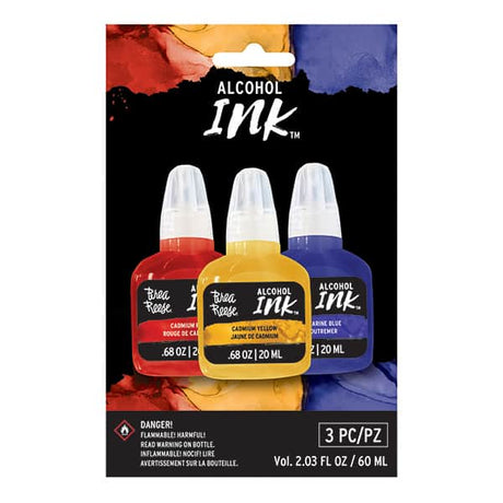 Brea Reese Alcohol Ink 3 Pack - Cadmium Red, Cadmium Yellow, Ultramarine Blue - Counter Culture DIY