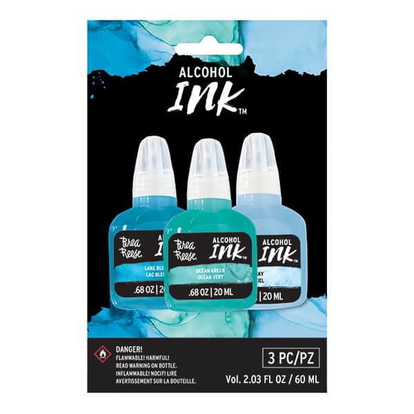 Brea Reese Alcohol Ink 3 Pack - Lake Blue, Ocean Green, Sky - Counter Culture DIY