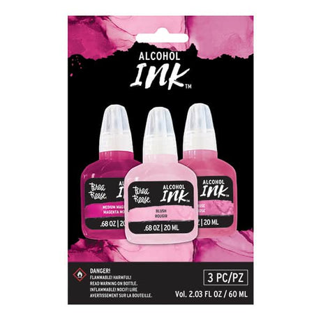 Brea Reese Alcohol Ink 3 Pack - Medium Magenta, Blush, Rose - Counter Culture DIY