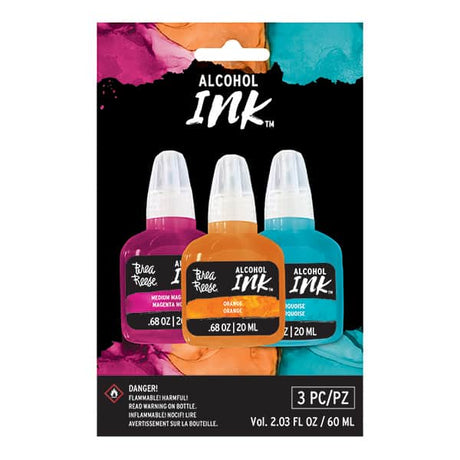 Brea Reese Alcohol Ink 3 Pack - Medium Magenta, Orange, Turquoise - Counter Culture DIY