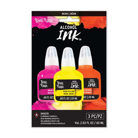 Brea Reese Alcohol Ink 3 Pack - Neon Pink, Neon Yellow, Neon Orange - Counter Culture DIY