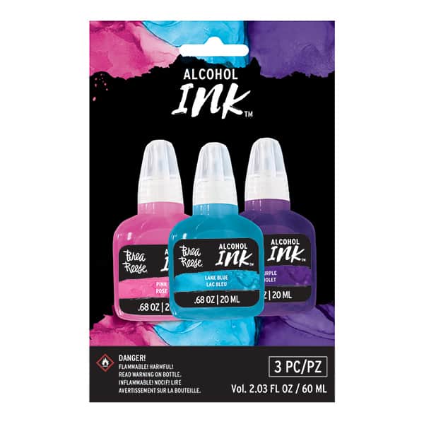Brea Reese Alcohol Ink 3 Pack - Pink, Lake Blue, Purple - Counter Culture DIY
