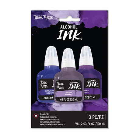 Brea Reese Alcohol Ink 3 Pack - Ultramarine Blue, Lavender, Purple - Counter Culture DIY
