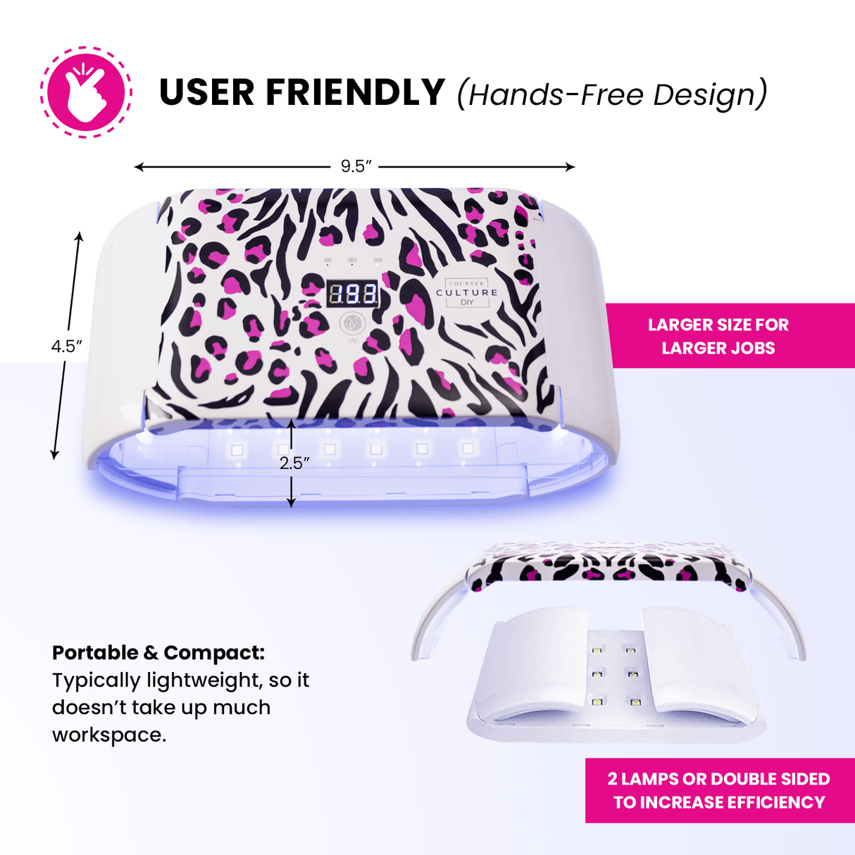 Counter Culture DIY 48W Foldable UV Lamp for Resin & Crafts | 360° Dual - Sided Curing Lamp with Timer Settings & USB - C Cord - Counter Culture DIY