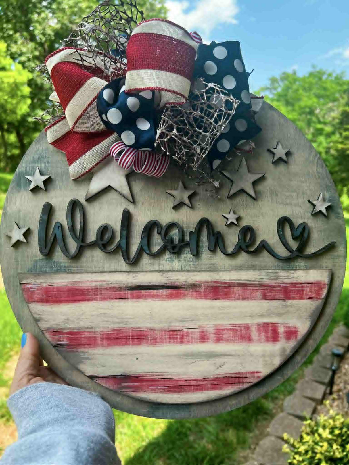 14" Wooden DIY Door Hanger Kit- Americana "Welcome"