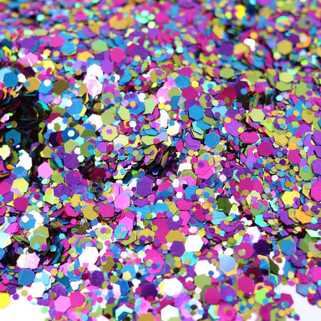 Multicolor hexagon glitter