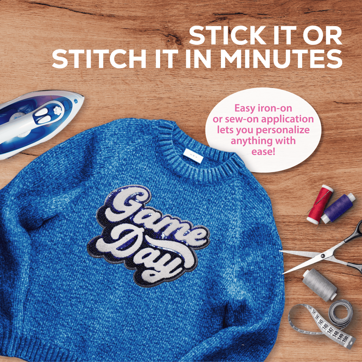 Game Day Blue Chenille Patch - Counter Culture DIY