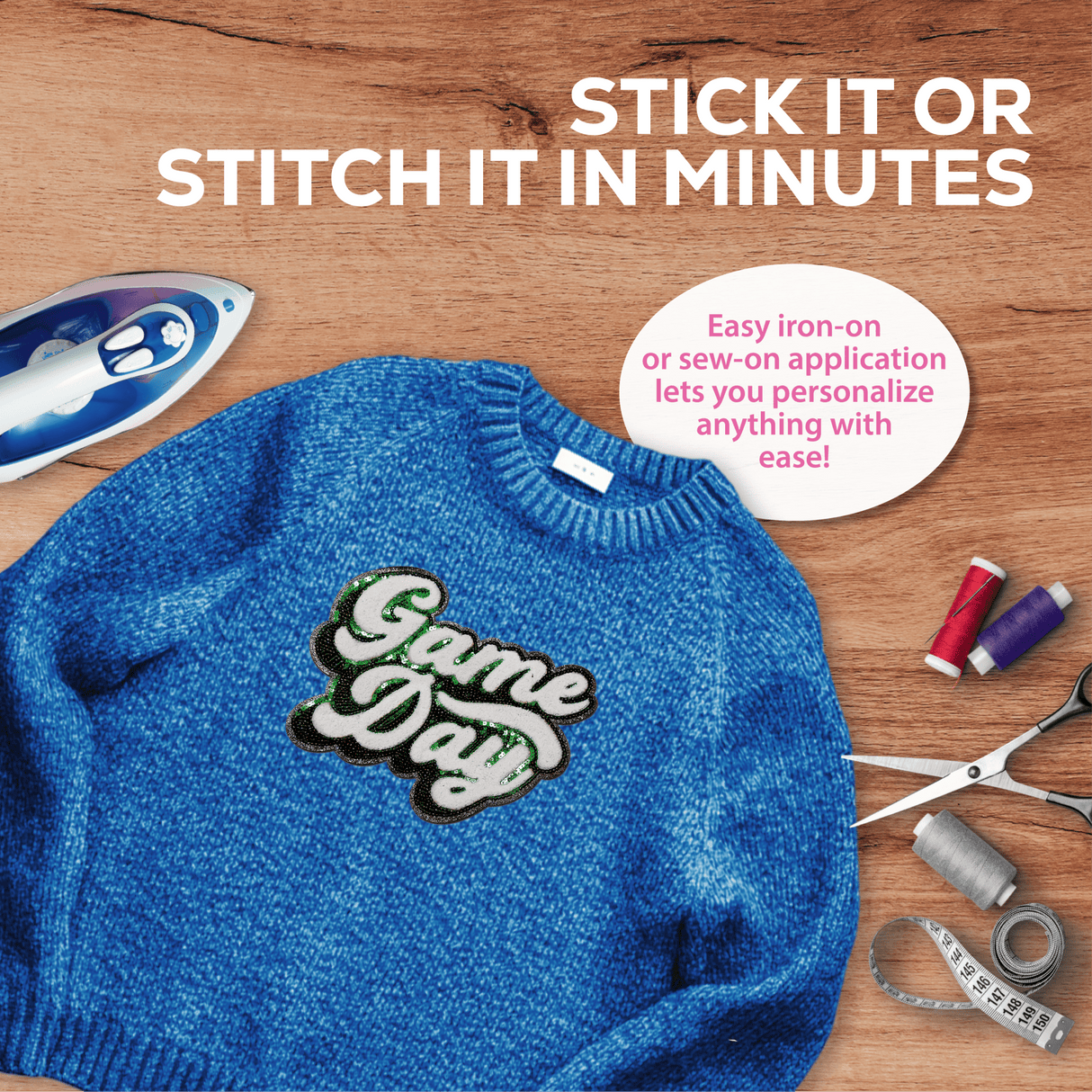 Green "Game Day" Chenille Patch - Counter Culture DIY