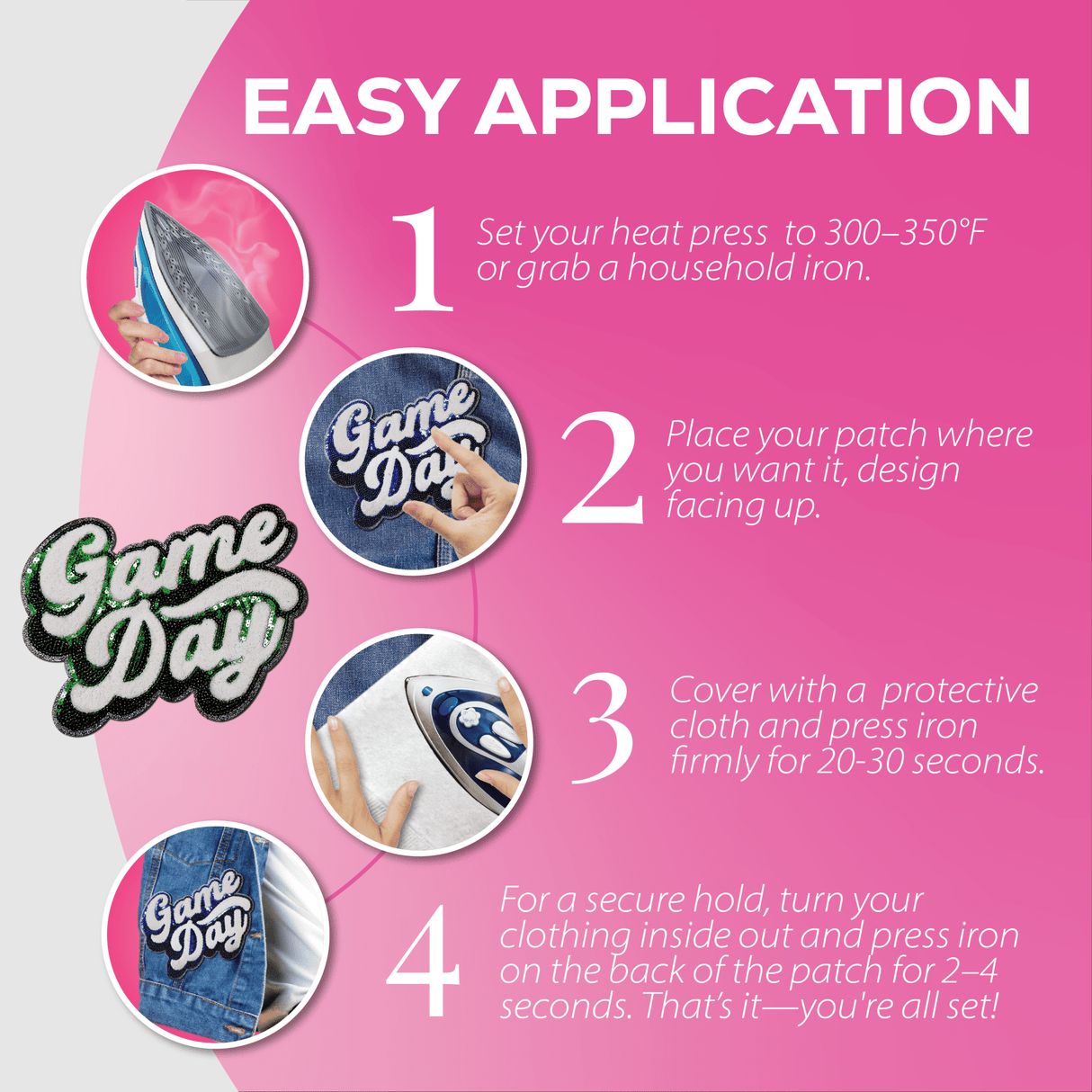 Green "Game Day" Chenille Patch - Counter Culture DIY