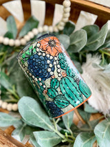 boho tumbler with flowers and cactus