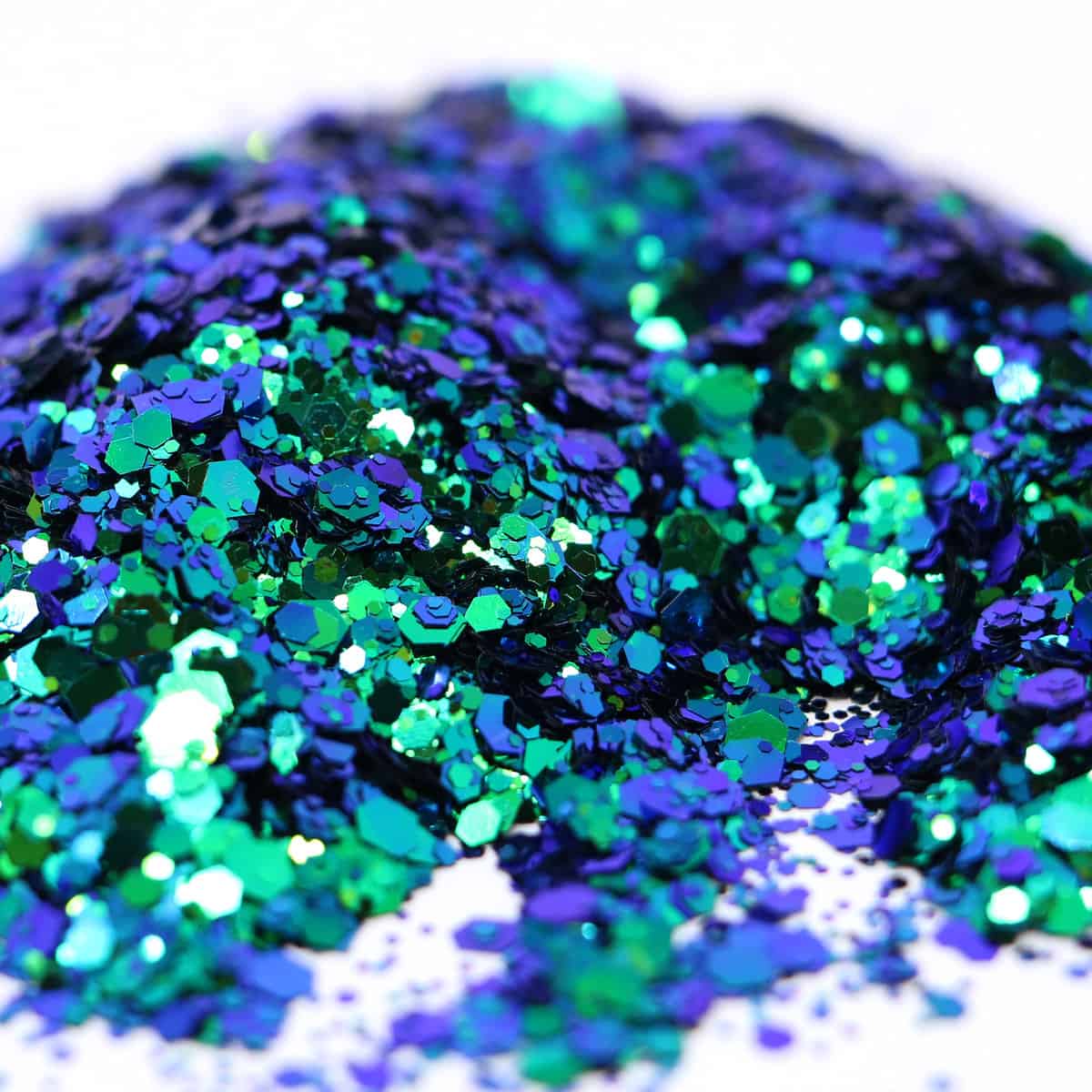 Blue and green hexagon glitter